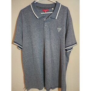 Guess Men's Polo Shirt, Size 2XL, Navy Blue, Short Sleeve, Logo, Collared